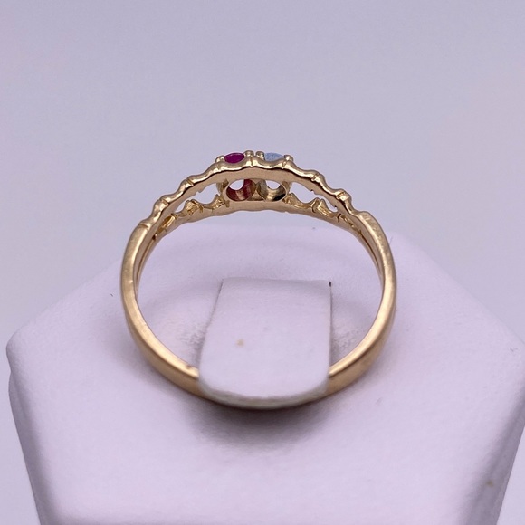 10k yellow gold Ruby and sapphire ring - Picture 6 of 11